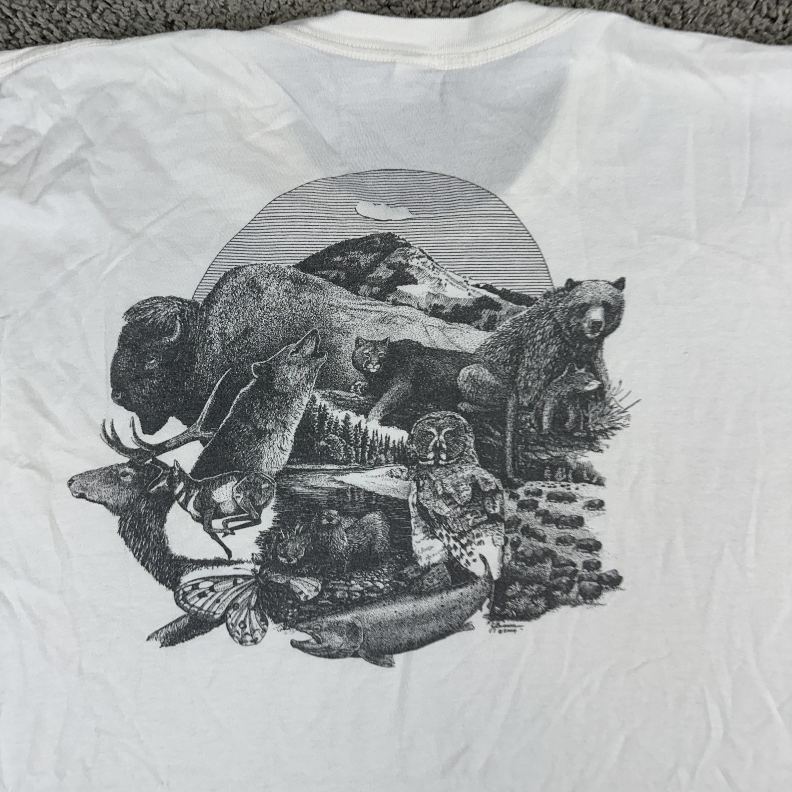 Vintage Yellowstone Institute Shirt Mens 2XL White Wildlife Graphic Made USA 00s