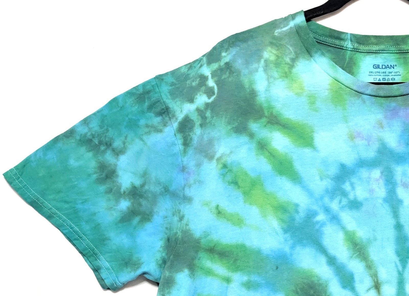 Handmade Tie Dye Tee Shirt Unisex XXL 24×29.5 Spiral Ice Dyed Colorful