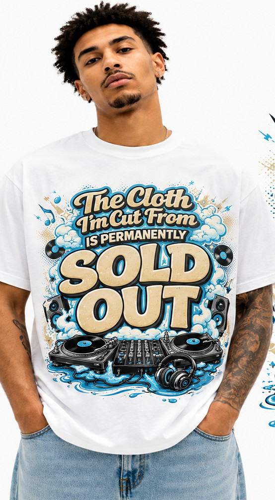 DJ Music T The Cloth I’m Cut From Sold Out Tee White Shirt Streetwear Graphic