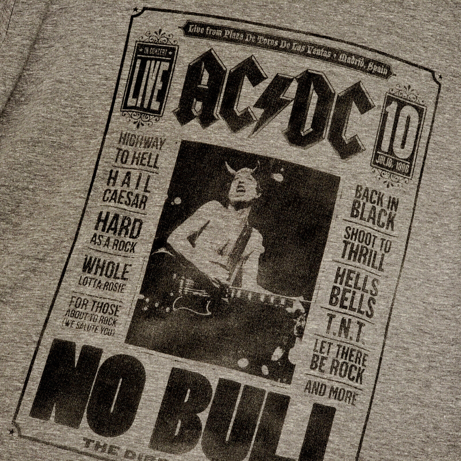 Lucky Brand ACDC NO BULL Shirt Mens LARGE GRAY METAL CONCERT TOUR NWT