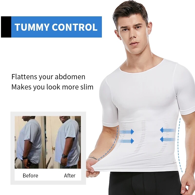 Men Slimming Body Shaper Posture Corrector Vest Abdomen Compression Shirt Top