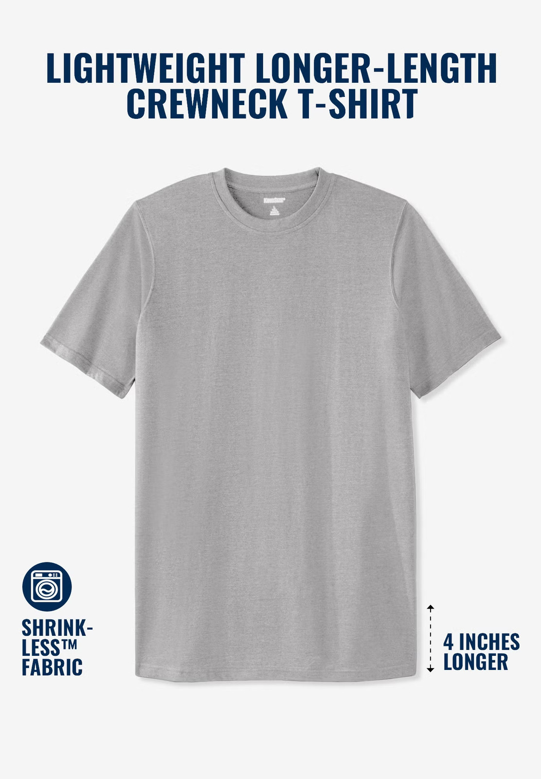 KingSize Men’s Big & Tall Shrink-Less Lightweight Longer-Length Crewneck T-Shirt