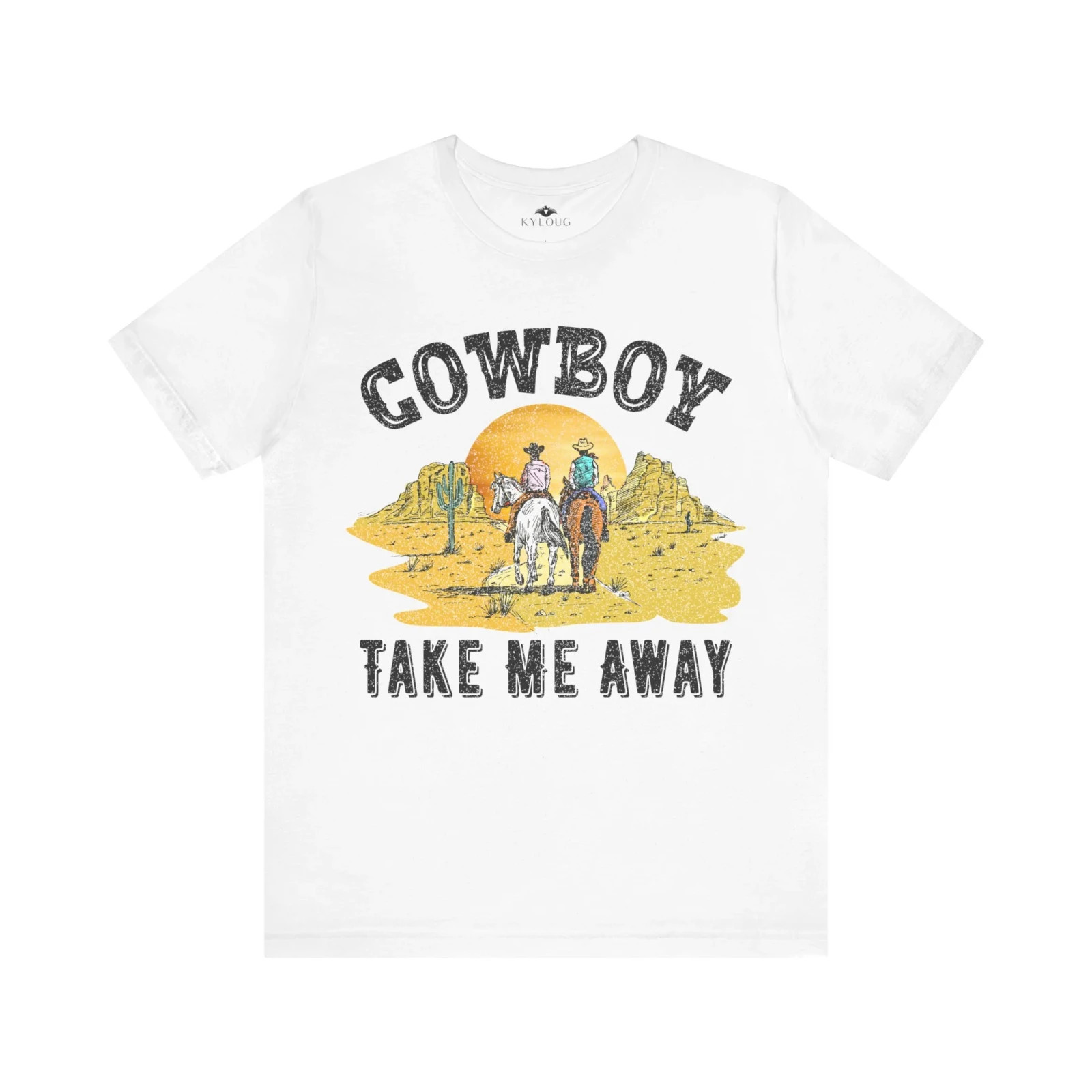 Cowboy Unisex Short Sleeve Round Neck TShirt | Western Style Graphic Tee for Men