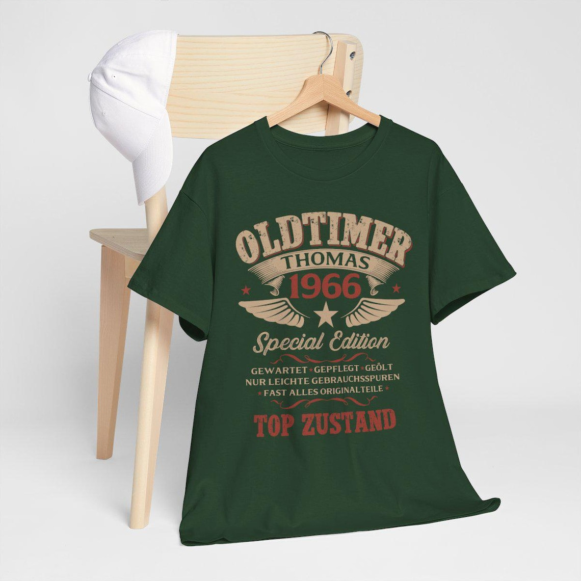 60th Birthday Gift for Men – Personalized Vintage Car T-Shirt – Year of Manufact