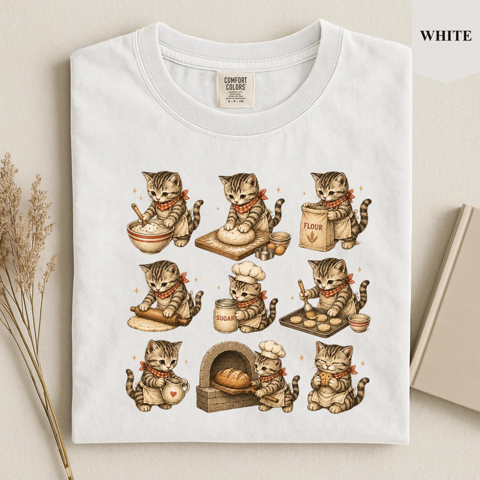 Baking Cat Shirt, Cozy Bakery Cat Tee, Sourdough Cat Lover Gift T-Shirt
