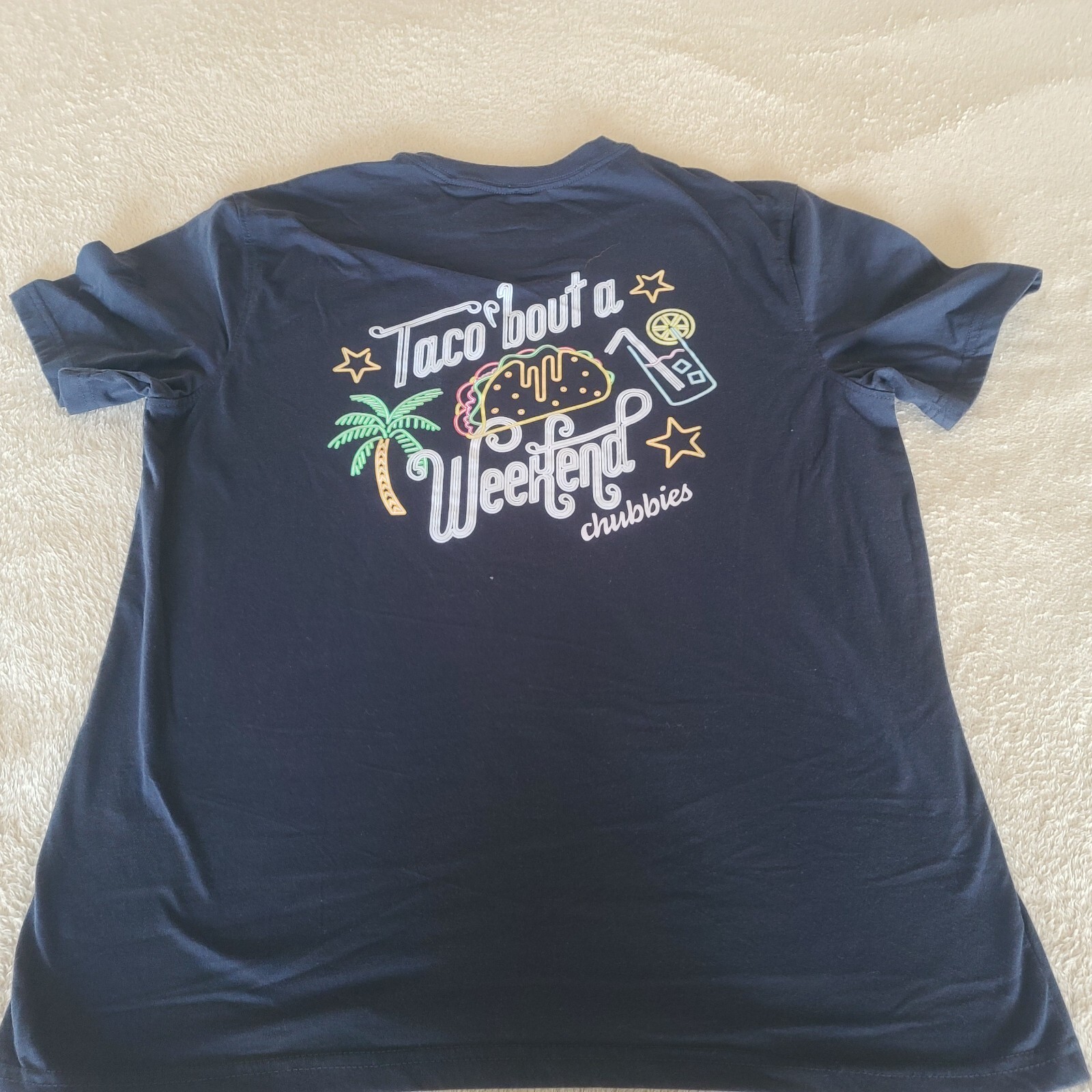 Chubbies Mens Large Navy Blue Taco Weekend Shirt