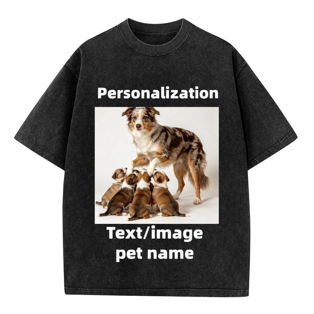 Custom Dog Mom Pet Parent Identity T‑Shirt Partial Double Sided Daily Casual Tee