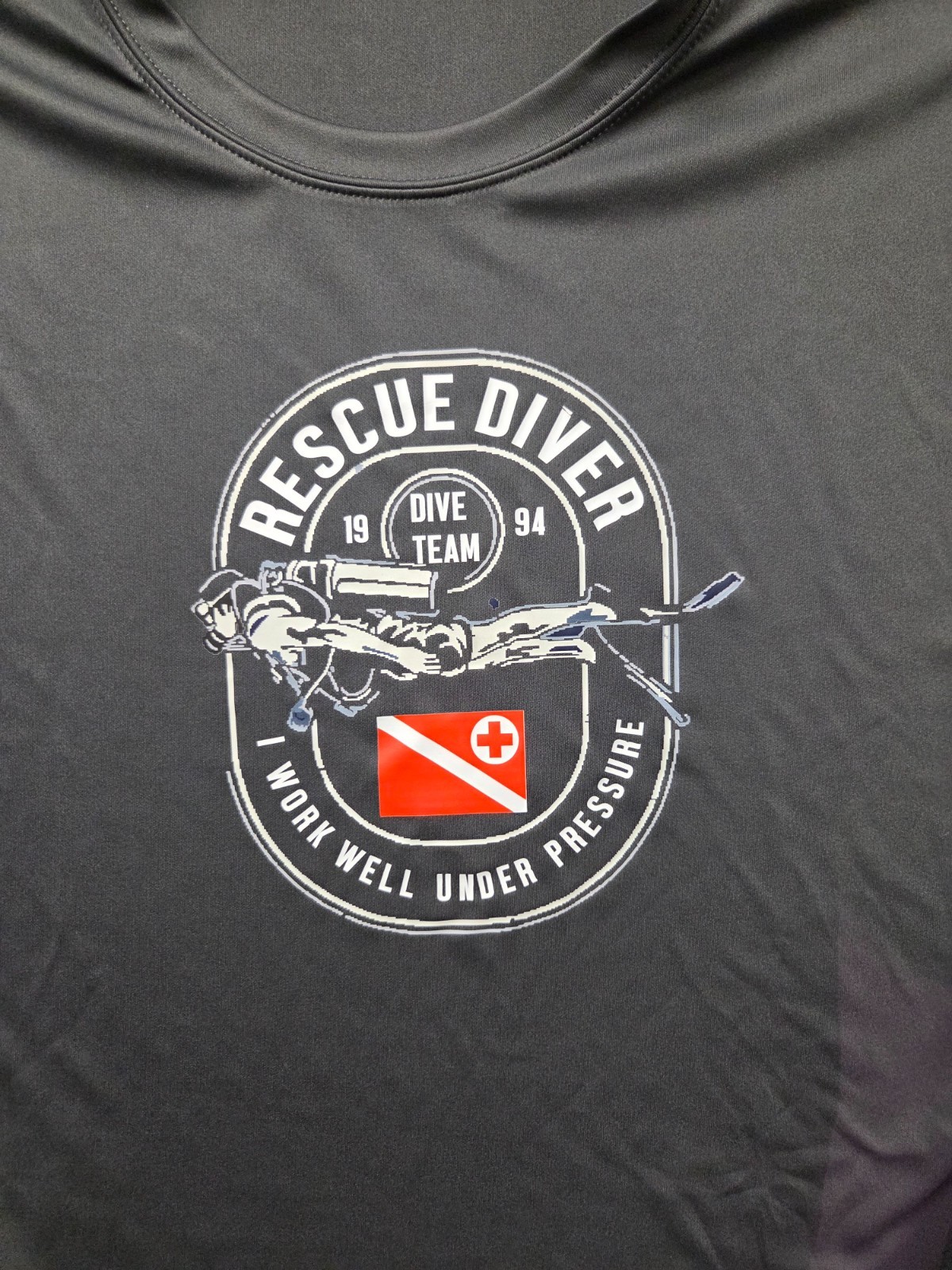 XL Sport Tek Polyester Long Sleeve Rescue Diver SCUBA Gray T-shirt