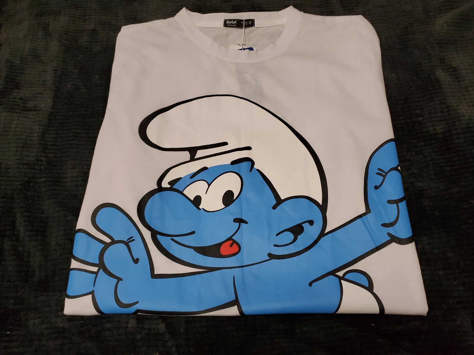 NEW SMURFS × Romwe White Short Sleeve Peyo Tshirt SZ Large