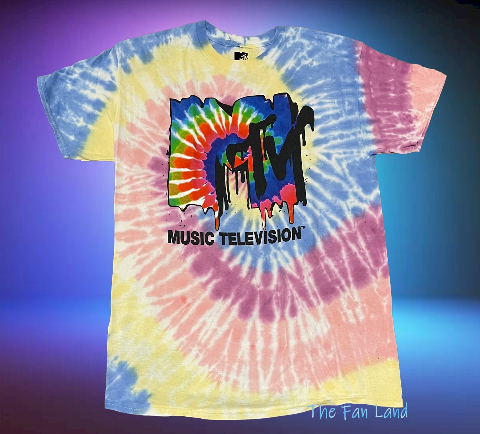 New MTV Tie Dye Classic Logo Mens Vintage Concert T-shirt
