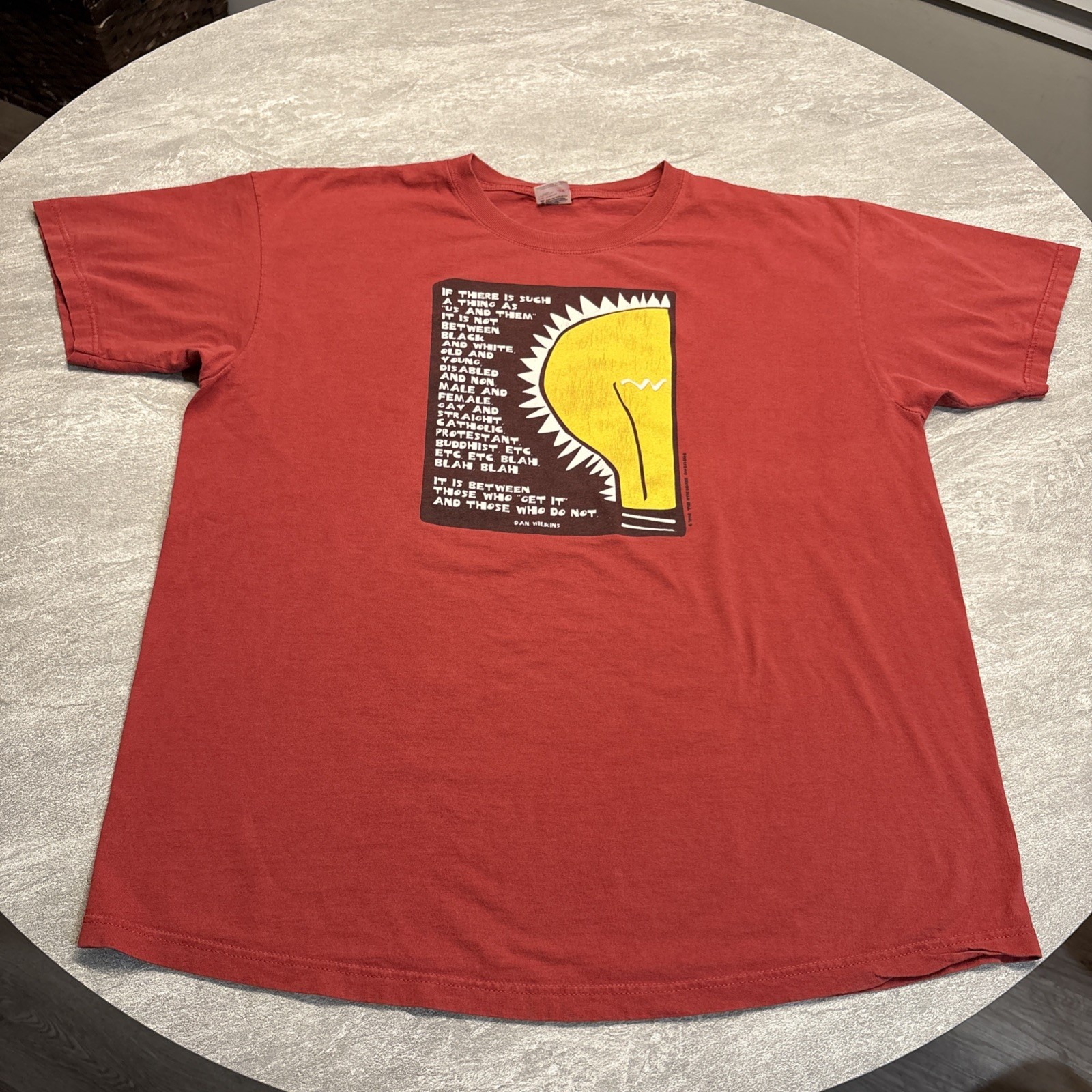 Vintage 90s Dan Wilkins Quote Activism Short Sleeve Art Graphic T Shirt 2XL
