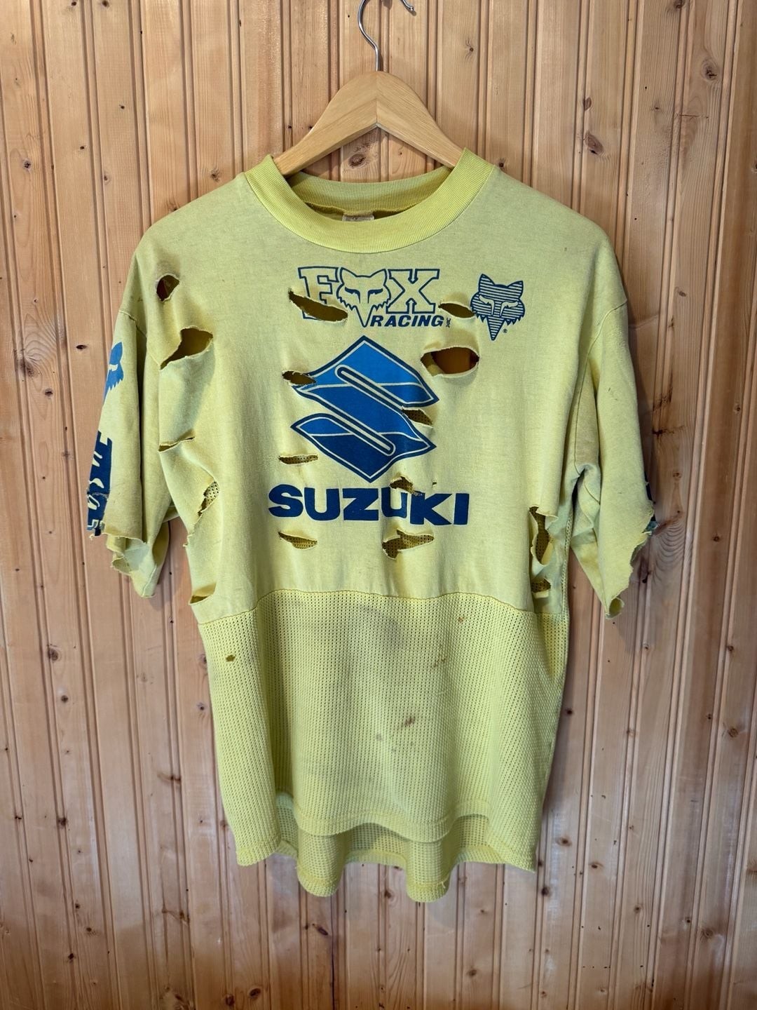 Vintage 1980s Fox Racing Suzuki Motocross Jersey Yellow Blue