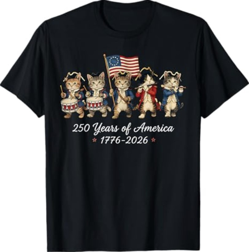 250 Years of America Cats Patriotic Cat Lover T-Shirt