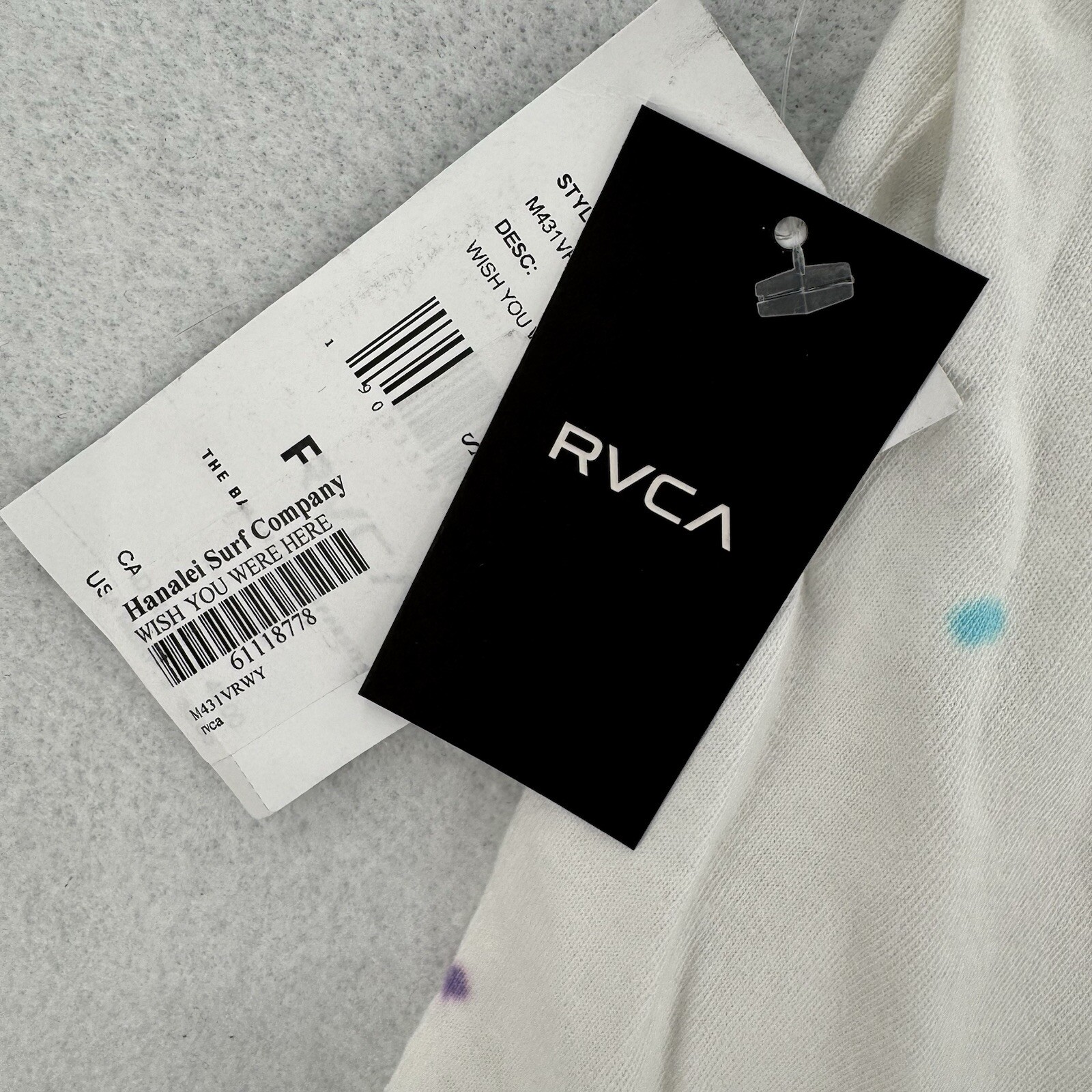 RVCA Dayshift Tee Mens Small Tie Dye Palm Tree Wish You Were Here Shirt NEW