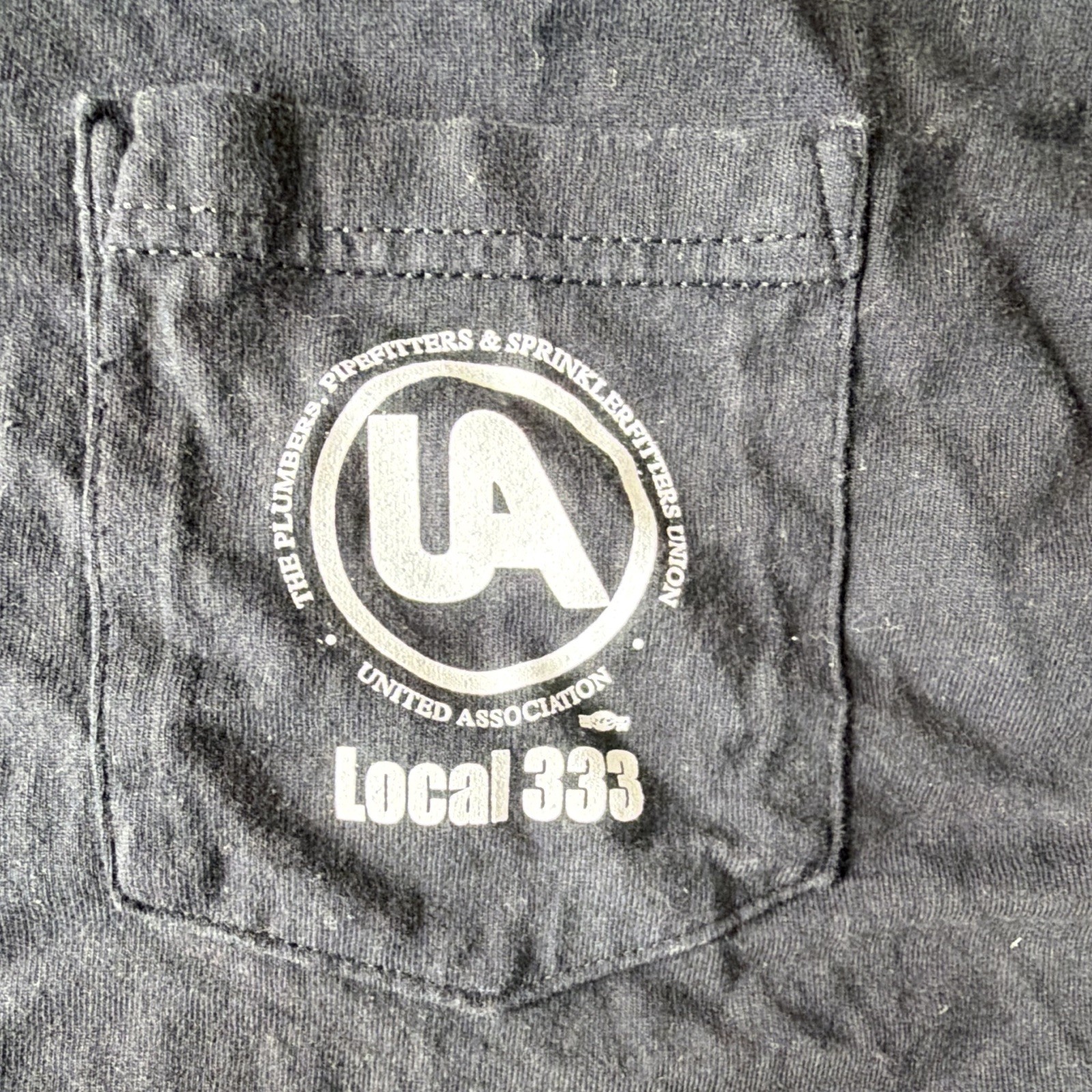 Union Line UA Local 333 Plumbers Pipefitters Skull Pocket Tee Black XXL