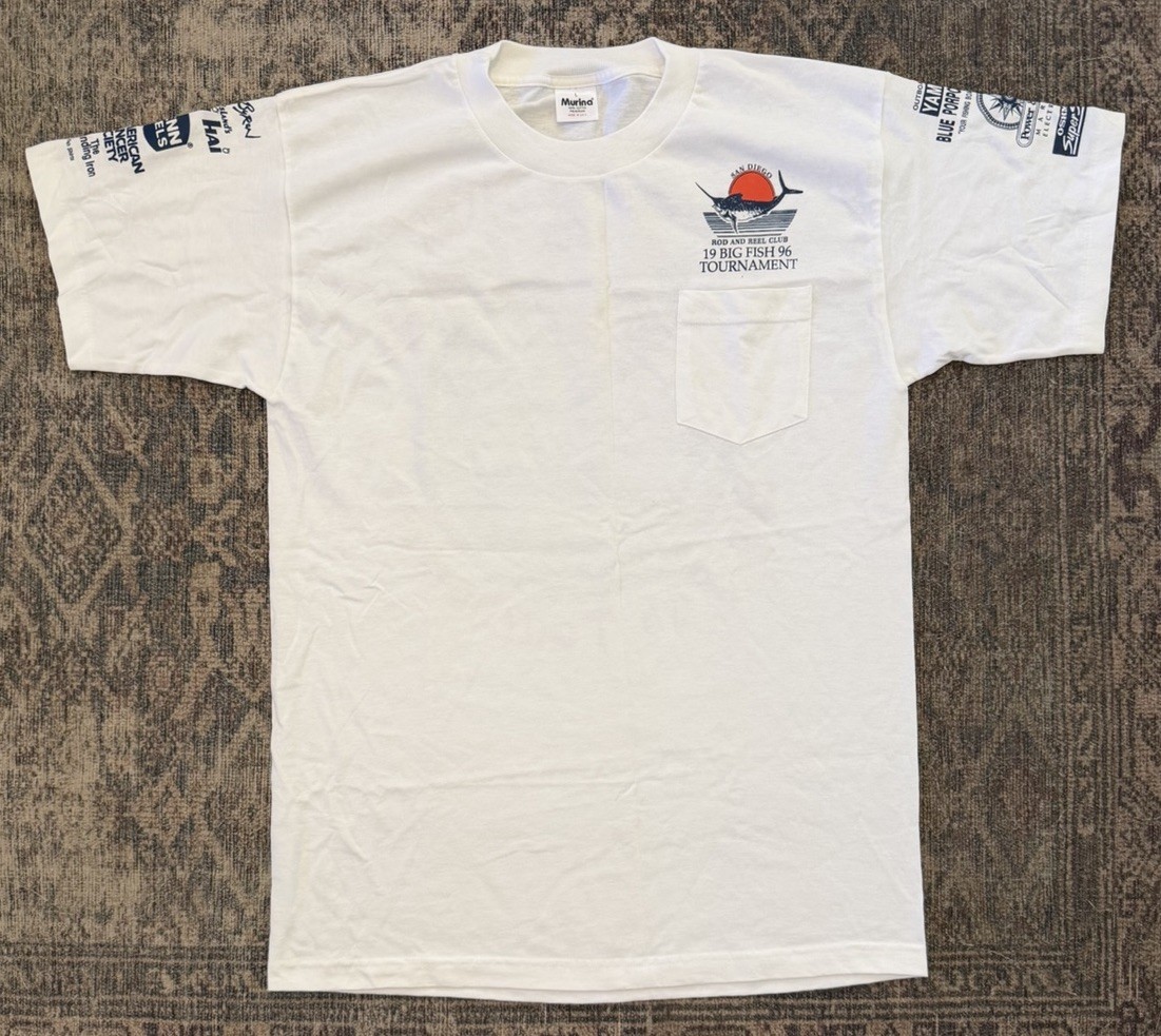 VTG San Diego Rod & Reel Club Big Fish Tournament T Shirt 1996 L Single Stitch