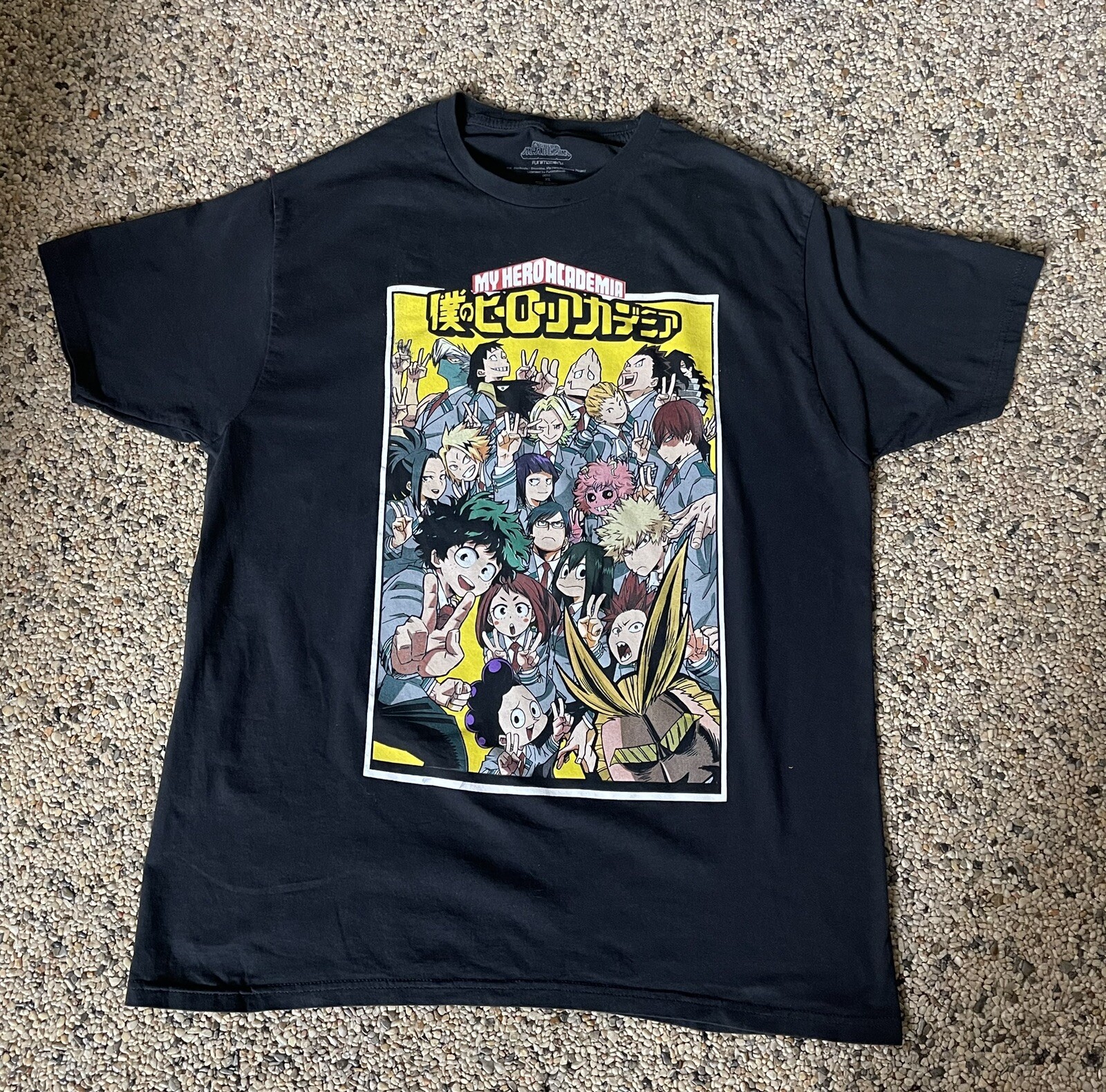 My Hero Academia Black Yellow Multi-colored Shirt Mens XL