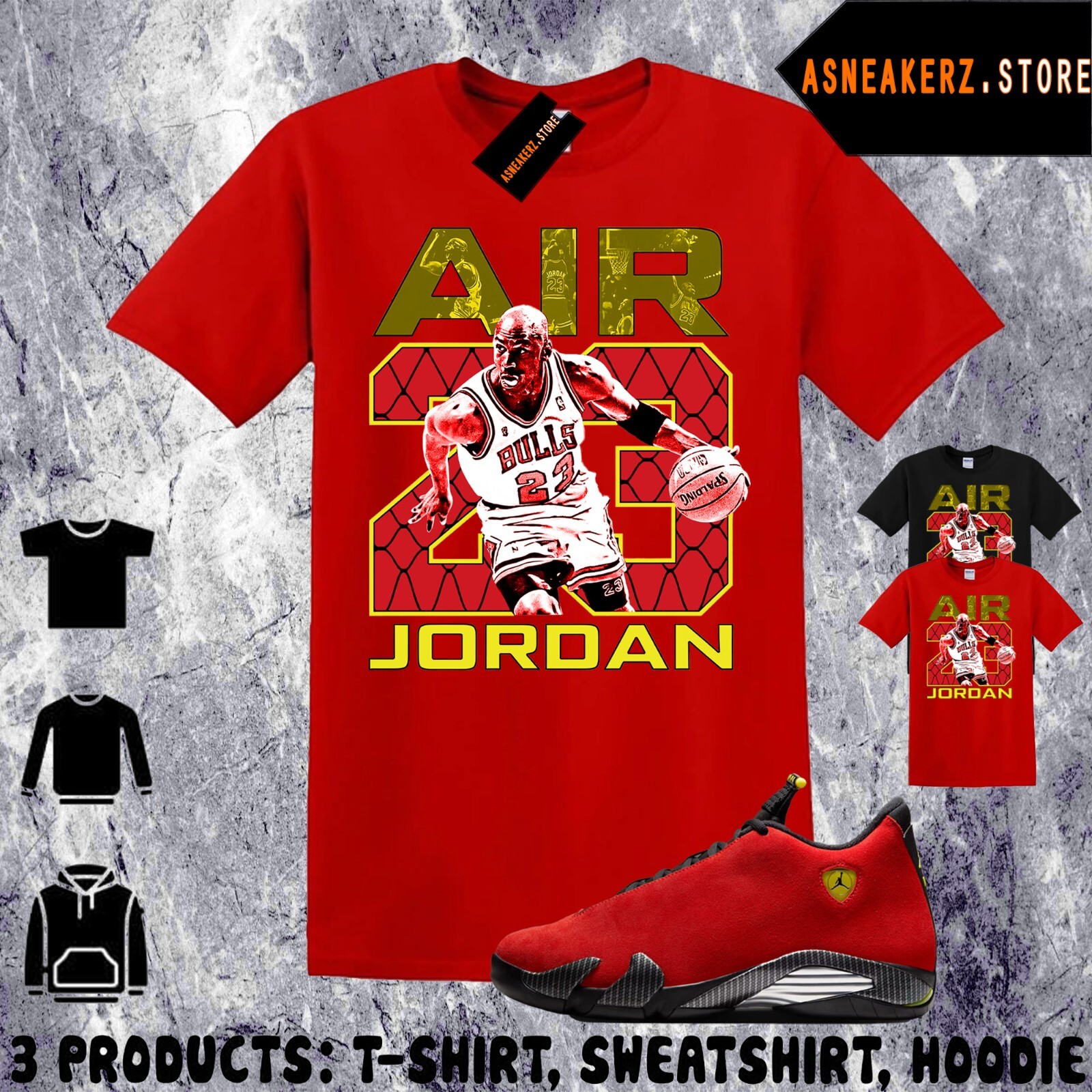 Tee Shirt Matching AJ 14 Ferrari 2025 To Match Sneaker Vintage Air MJ 23 T-Shirt