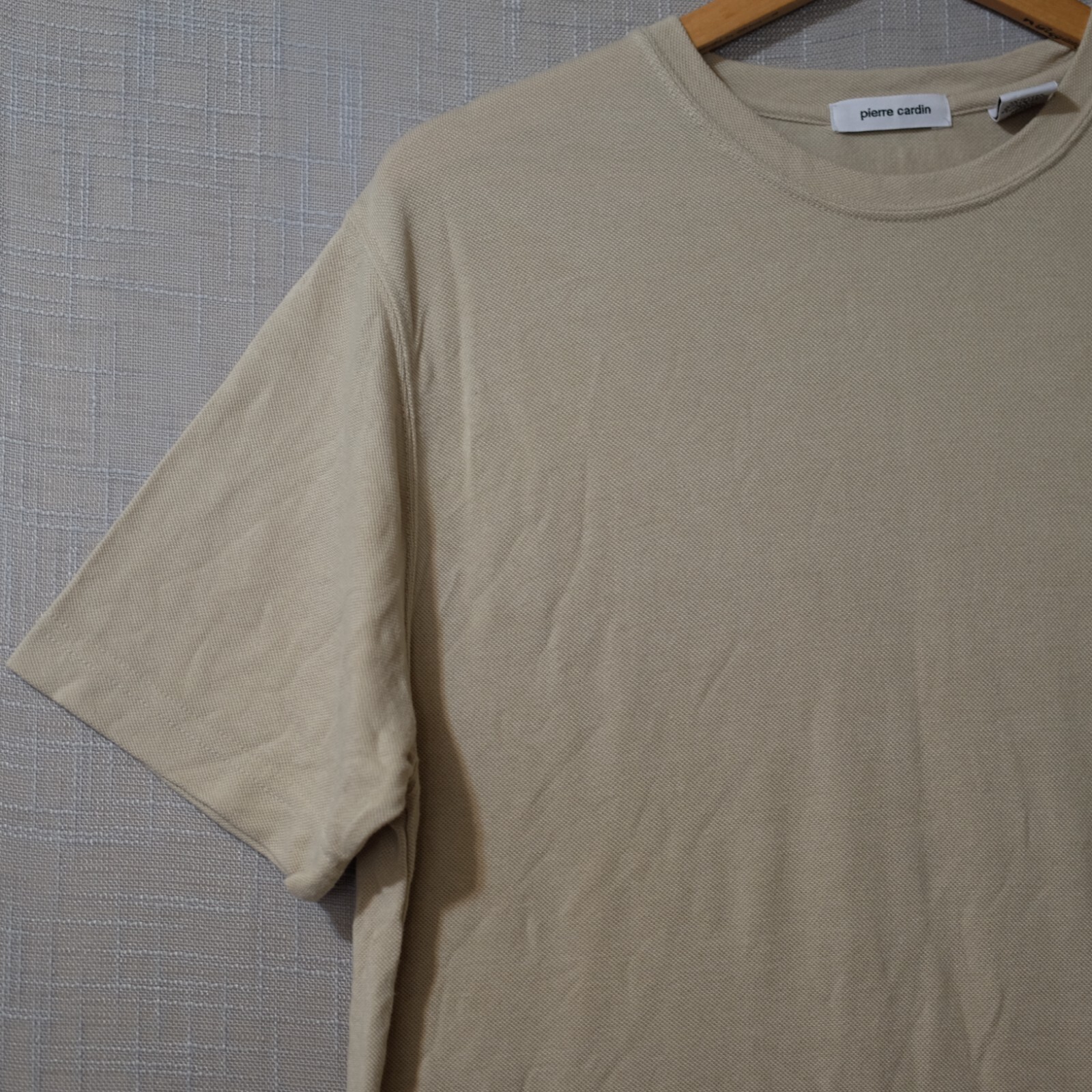 Pierre Cardin T-Shirt Short Sleeve Crew Neck Super Soft Beige Men’s L #H52-38