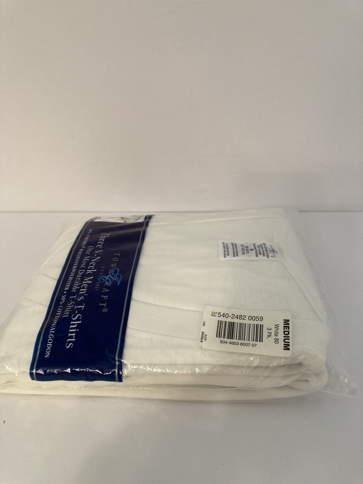 vintage jc penney men’s town craft 3 pack v-neck t-shirts size m new/sealed