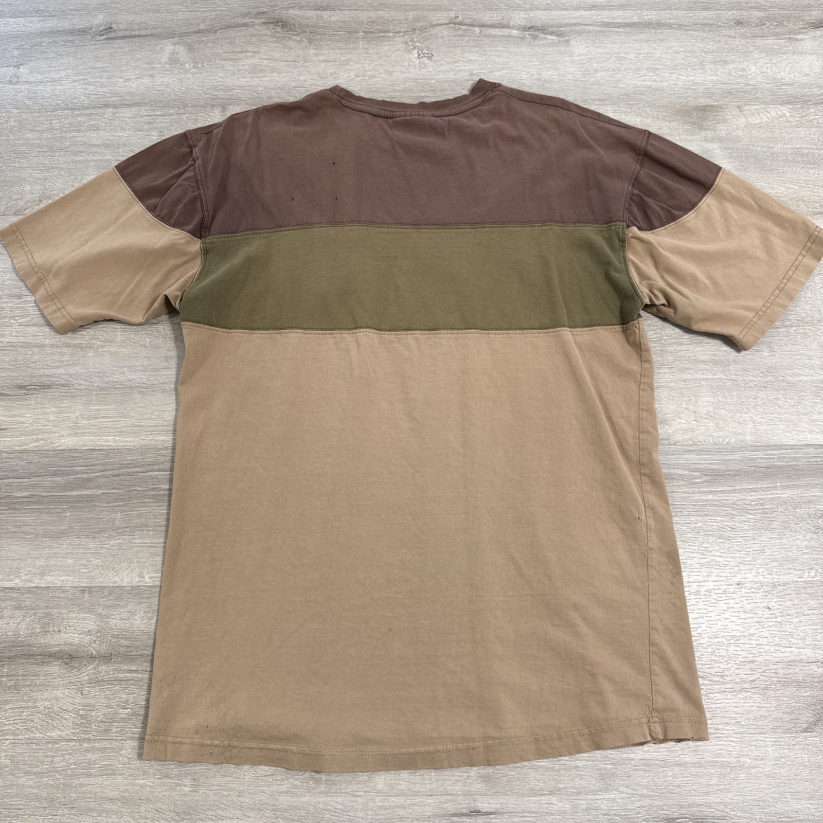 Red Ape Shirt Men’s 2XL Brown Colorblock Distressed Pocket Tee Cotton