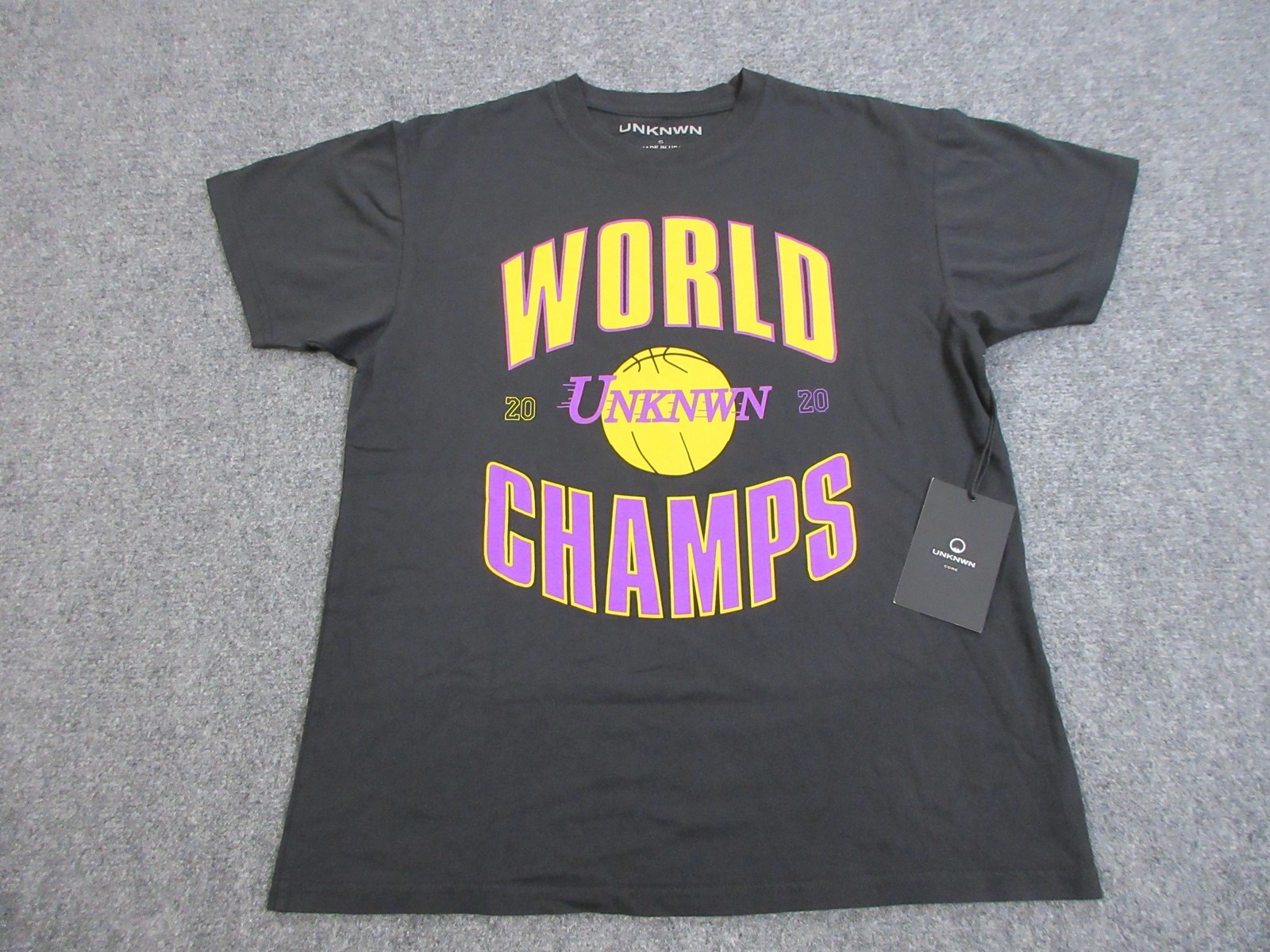 UNKNWN Shirt Mens Small Black World Champs Basketball Graphic Tee Made In USA