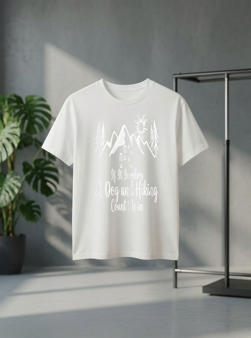 If It Involves Dog and Hiking Count Me In Funny Women T Shirt