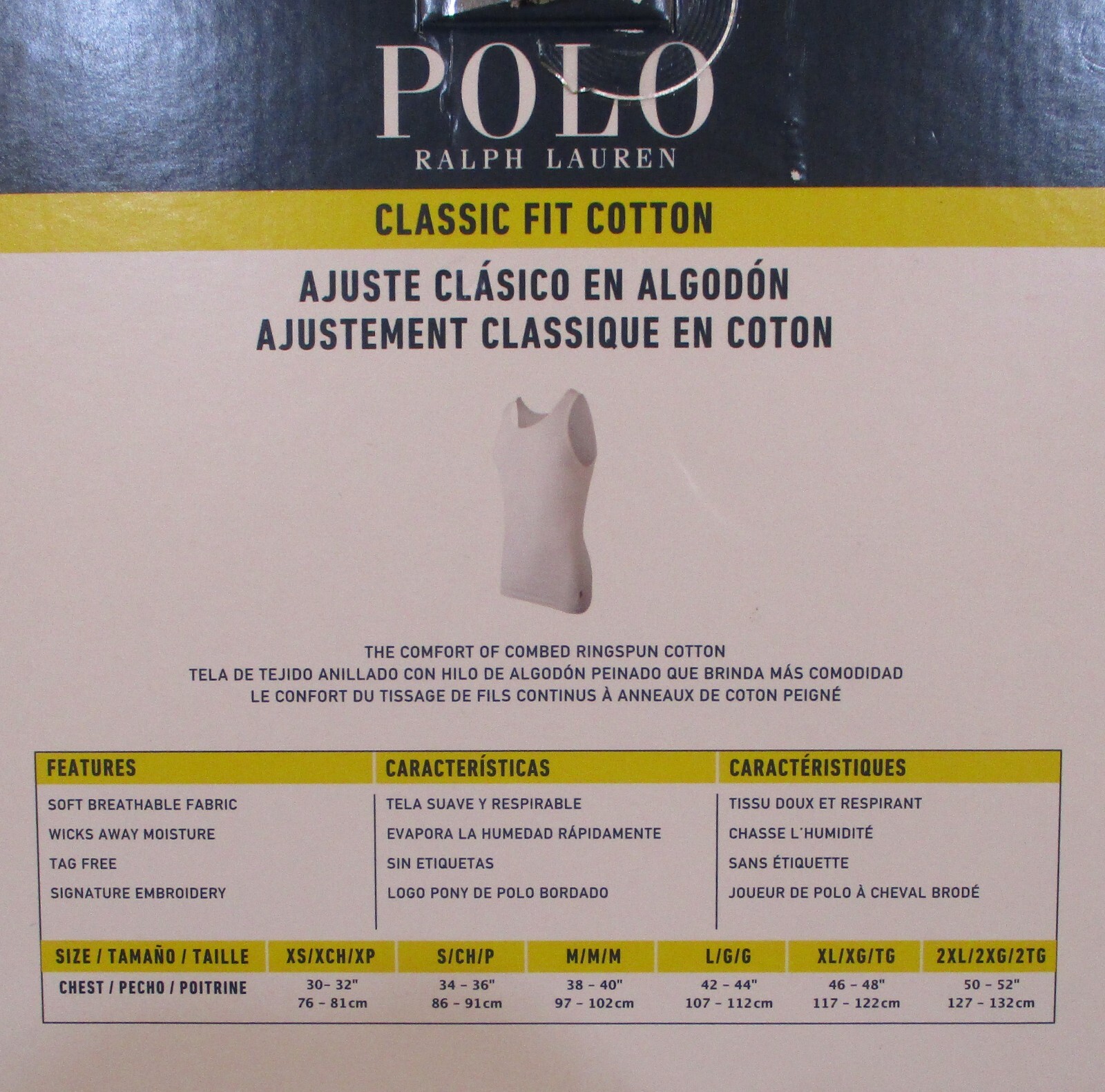 3 GENUINE POLO RALPH LAUREN COTTON WHITE TANKS T-SHIRTS UNDERSHIRTS S M L XL XXL