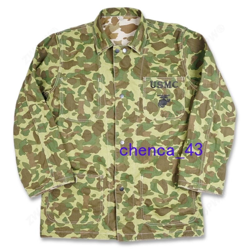 WWII US Army Solider USMC Pacific Camo Jacket Cotton Reversible Coat Casual Tops