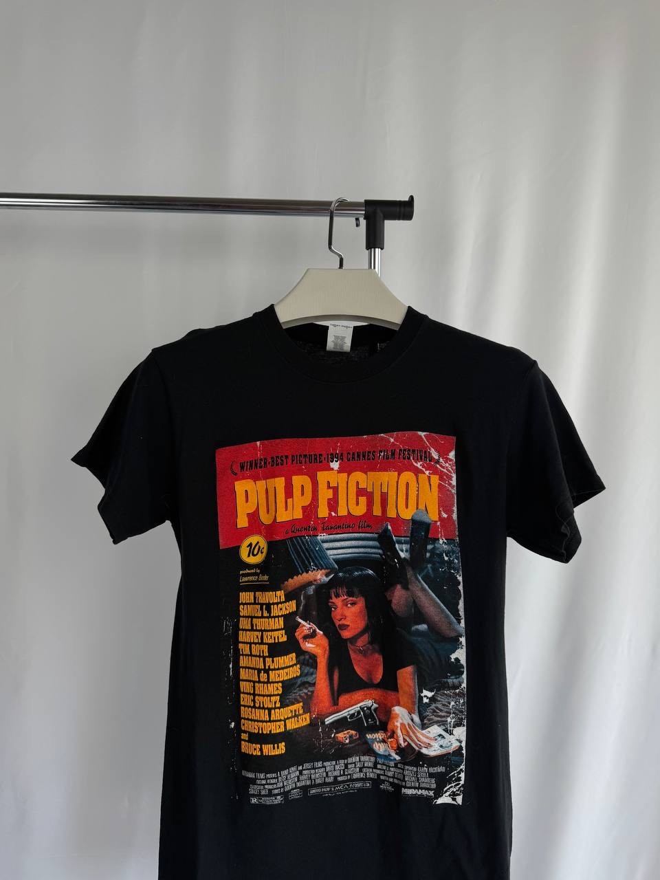 Vintage Style Pulp Fiction Movie Poster T Shirt Uma Thurman Tarantino Tee Size:S