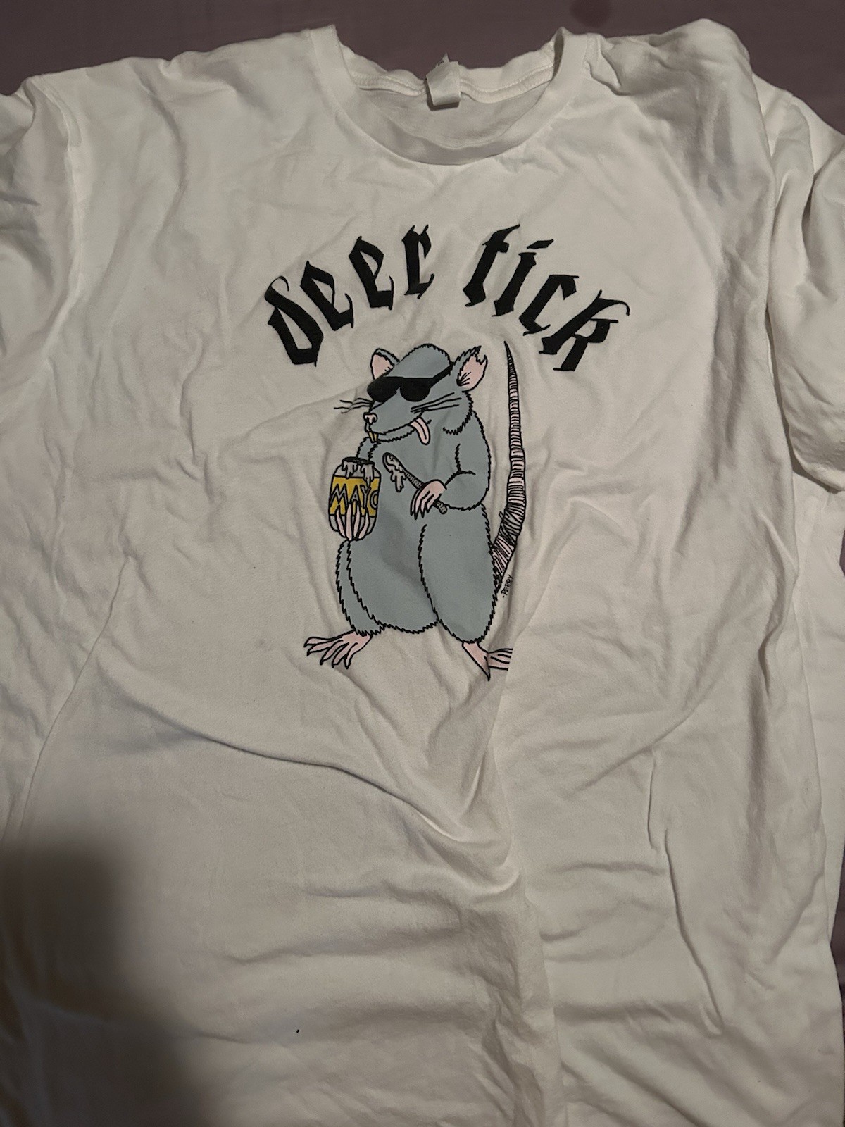 Deer Tick Band T-Shirt, Mayonnaise Size: XL
