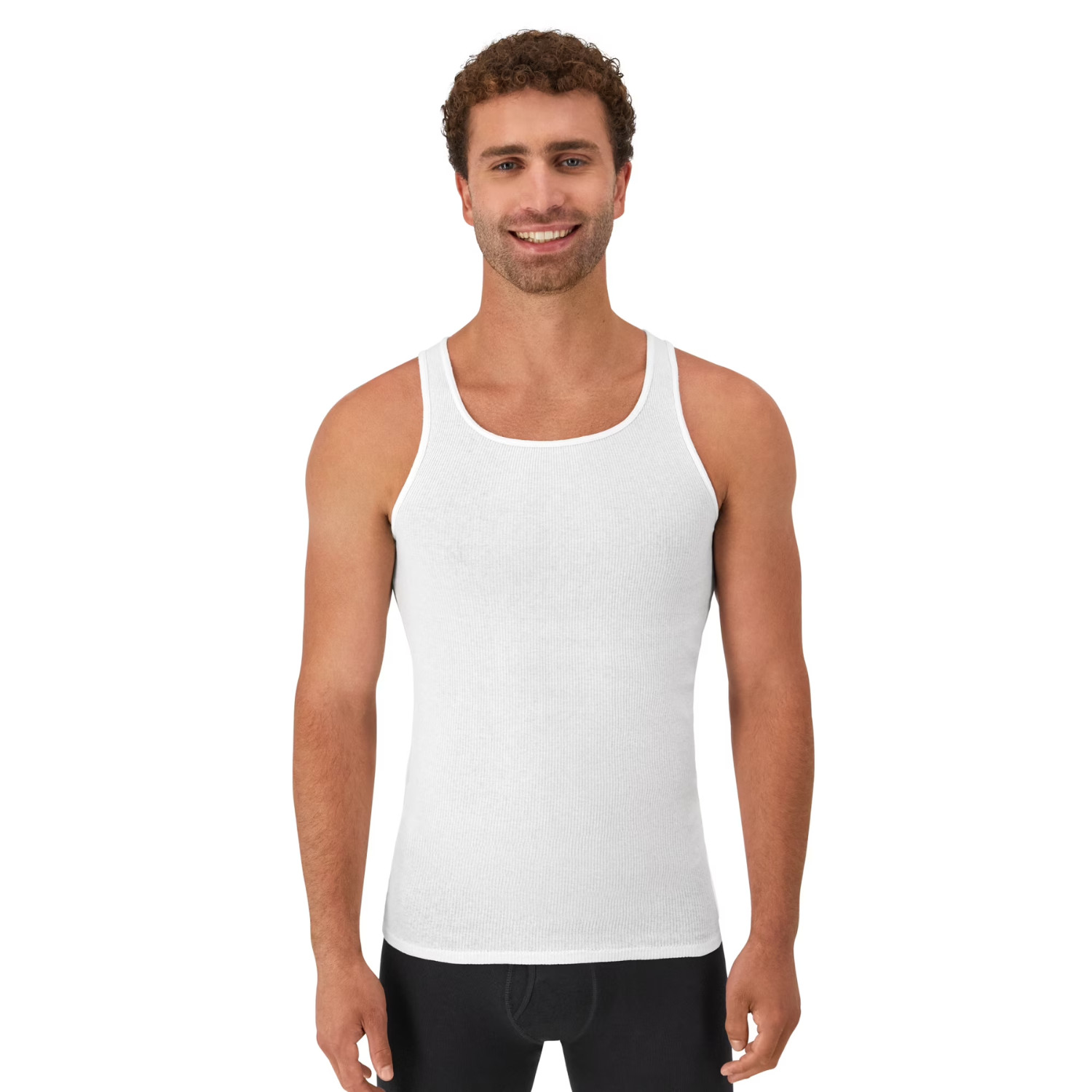 Hanes Men’s Cotton Ribbed Tank Tops Moisture Wicking Undershirts, White – 10Pack