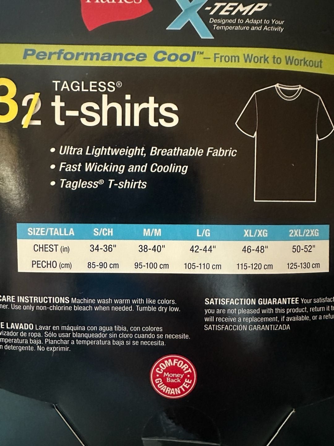 Hanes Men’s X-Temp Performance Cool Tagless T-Shirts, Size: S, 3+1 Pack