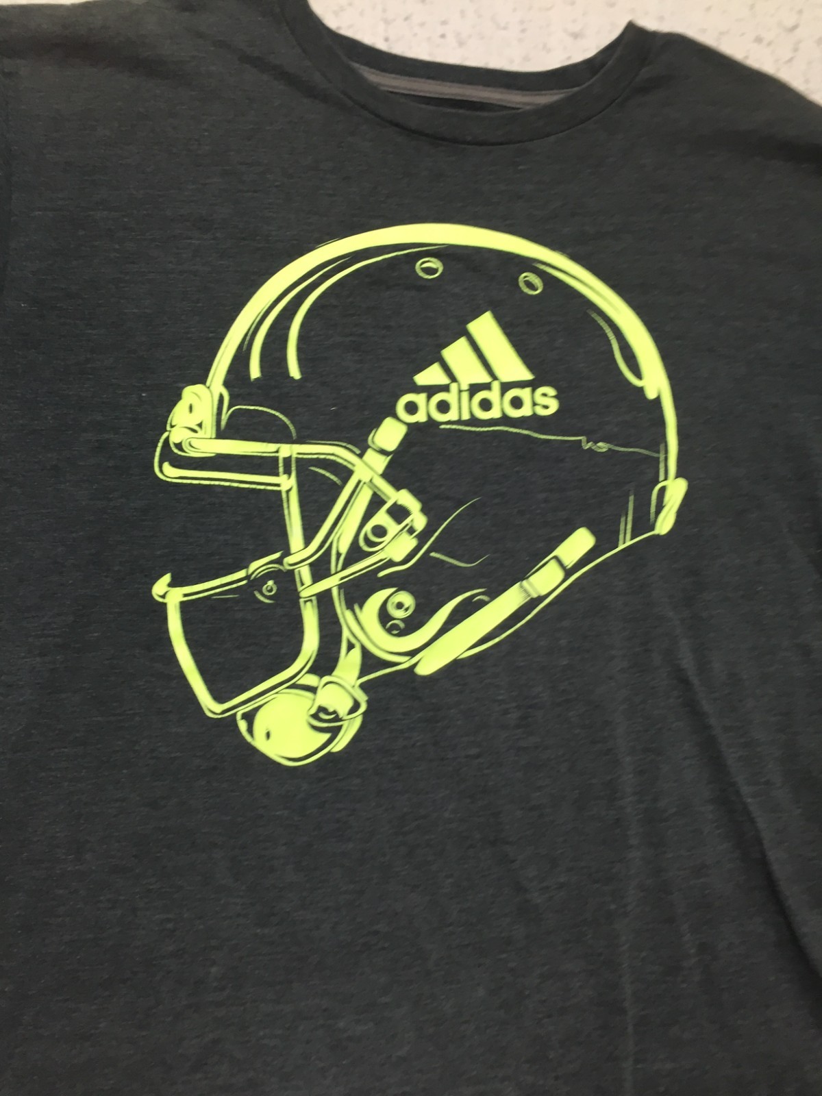 Adidas Football Graphic Print T Shirt Mens XL Gray Climalite Short Sleeve Crew