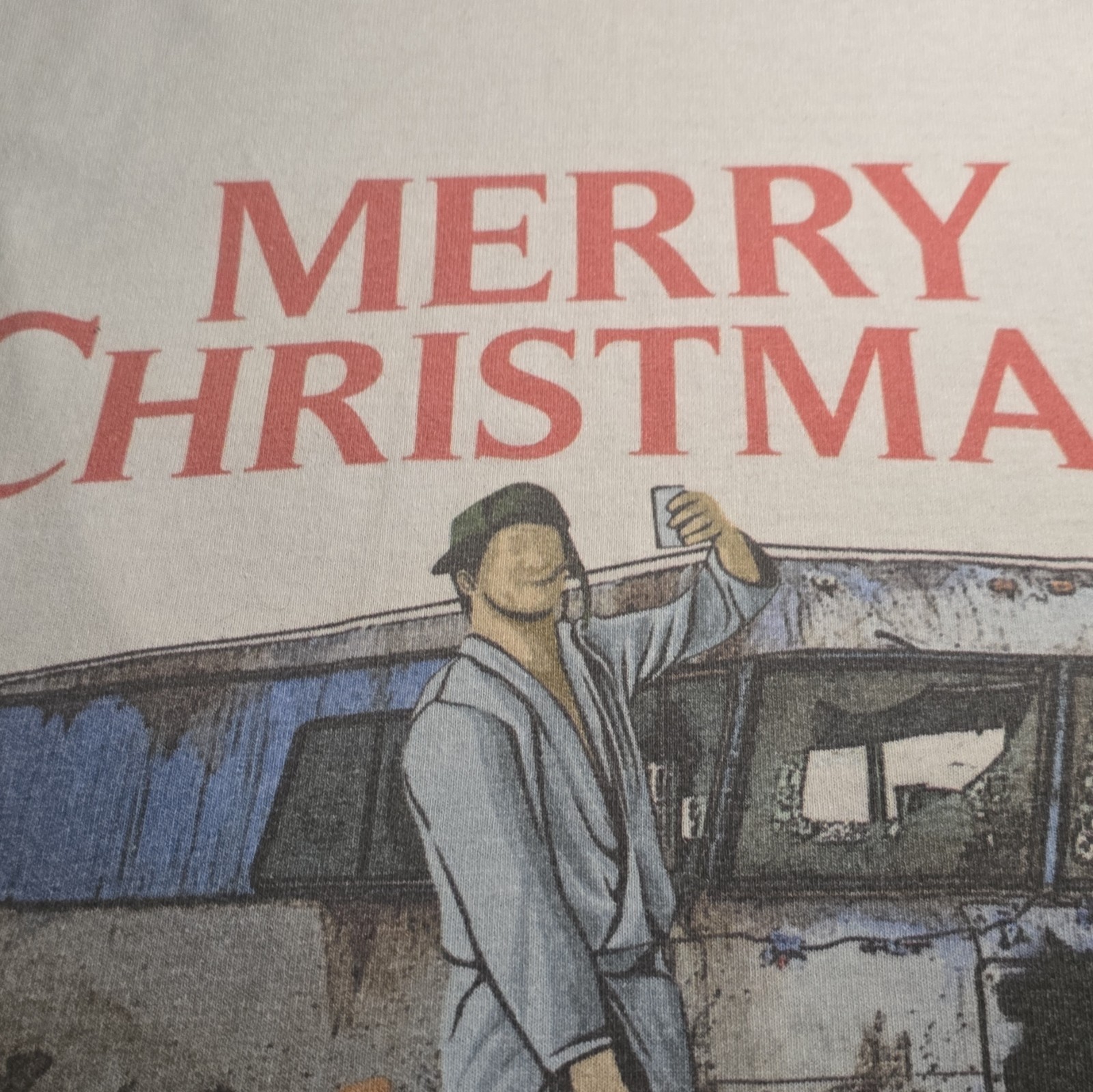 Augusta Sportswear Merry Christmas Graphic Ringer T-Shirt White/Green XL