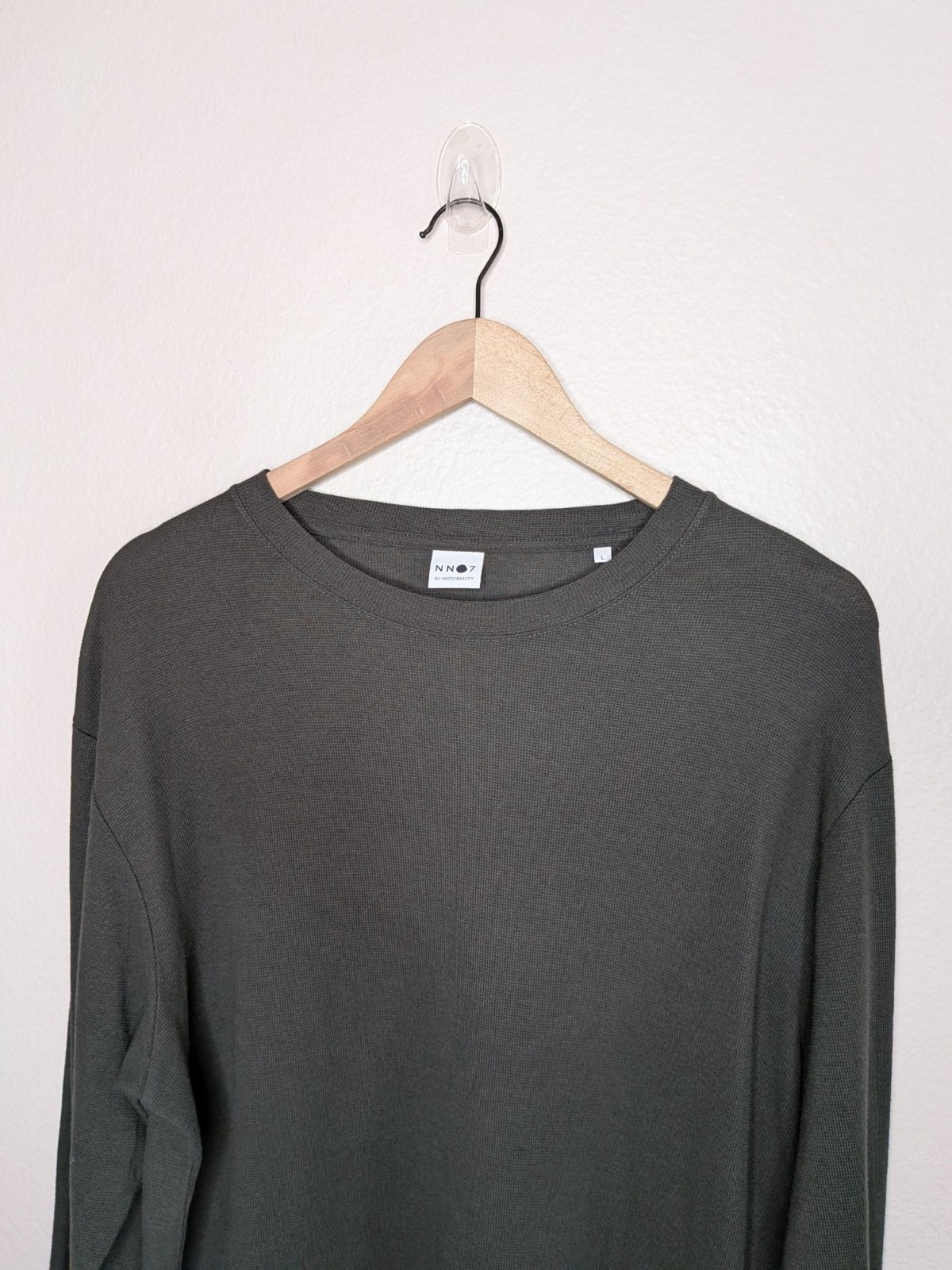 No Nationality NN07 Clive Long Sleeve Dark Gray Waffle Knit Shirt Size Large