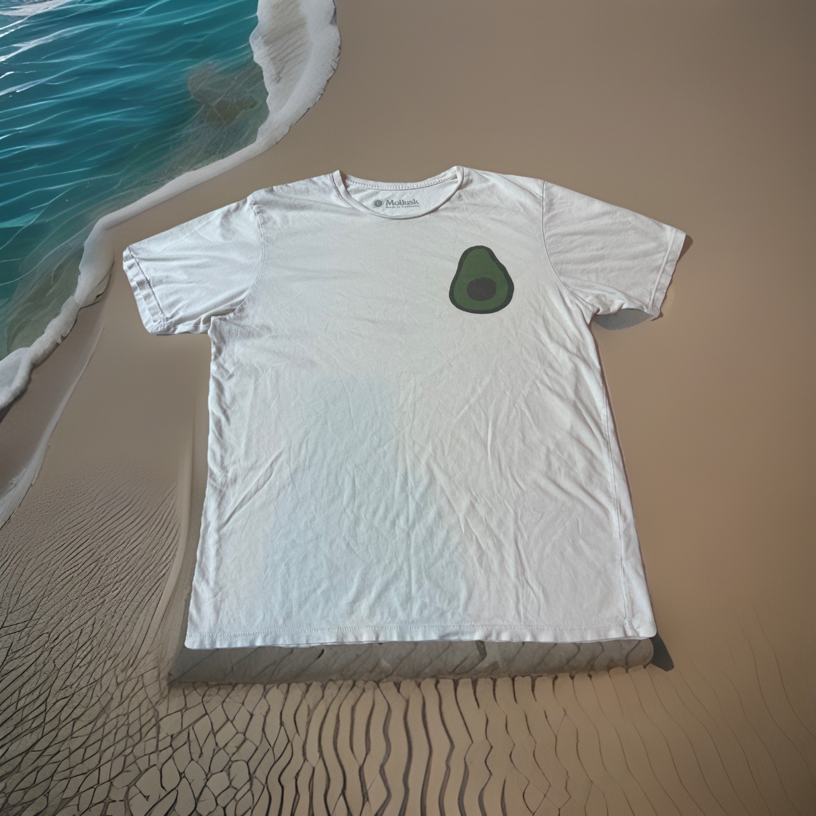 Mollusk California Surfboards Avocado Shirt Large Beige Venice Surfer Vintage