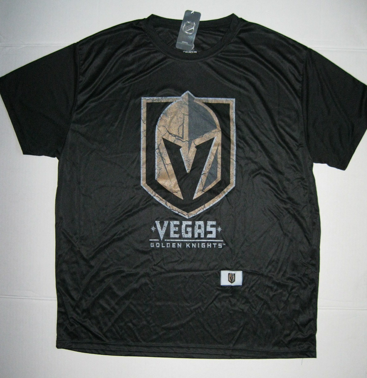 New Men’s Vegas Golden Knights Short Sleeve Rash Guard Shirt Distressed Logo XXL