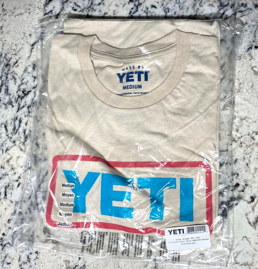 YETI Coolers Adult M Cream/Prickly Pear Short Sleeve Graphic T Shirt SST NWT