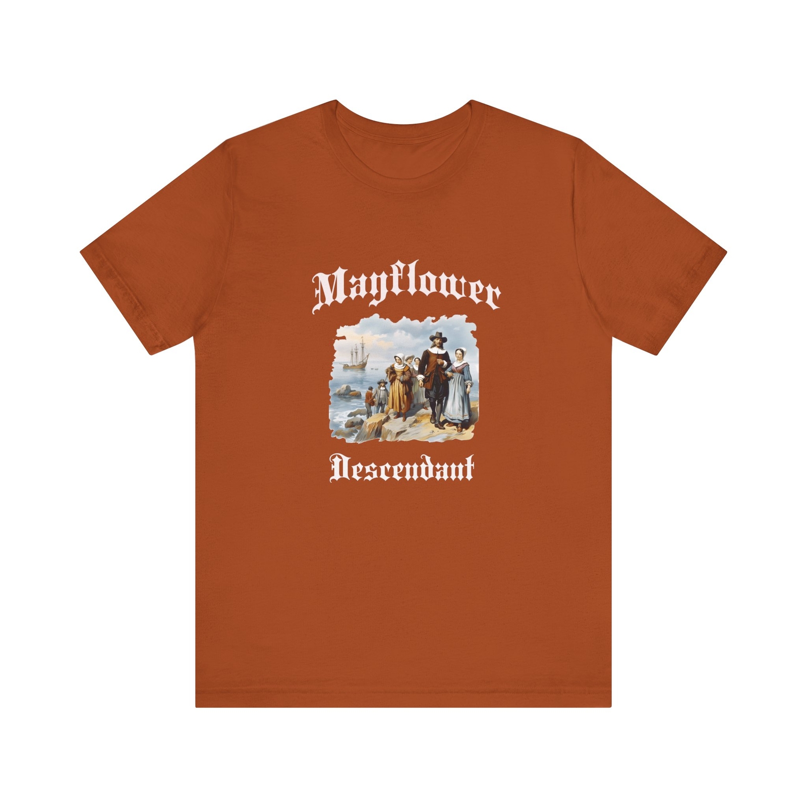 Mayflower Pilgrim Descendant -Thanksgiving Tee – Unisex Short Sleeve T-Shirt