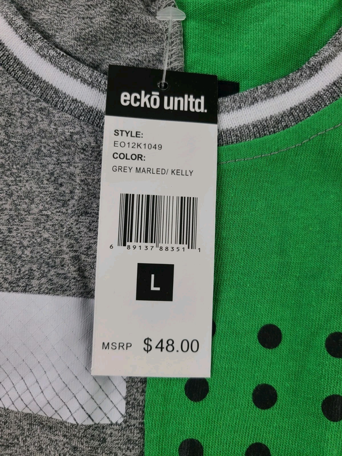 ECKO Unltd. Men’s Color Block Graphic Tee Green/Grey Size Large New With Tags