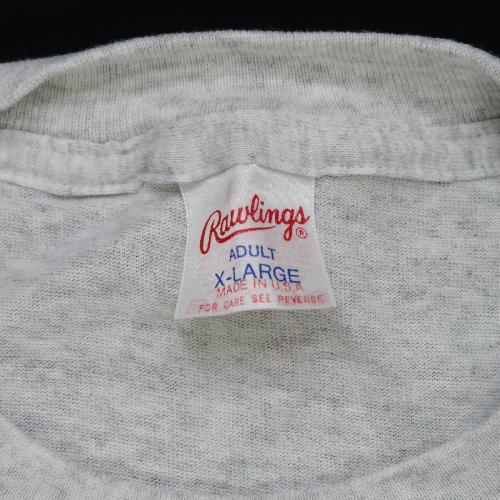 Rare Vintage RAWLINGS Football Spell Out Single Stitch T Shirt 80s 90s Gray XL