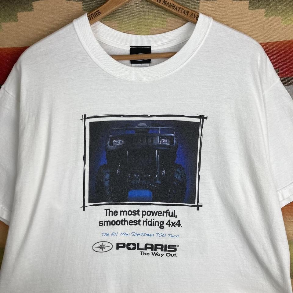 Vintage 00s Polaris Sportsman 700 Twin Car Promo White T-shirt | Size Mens XL
