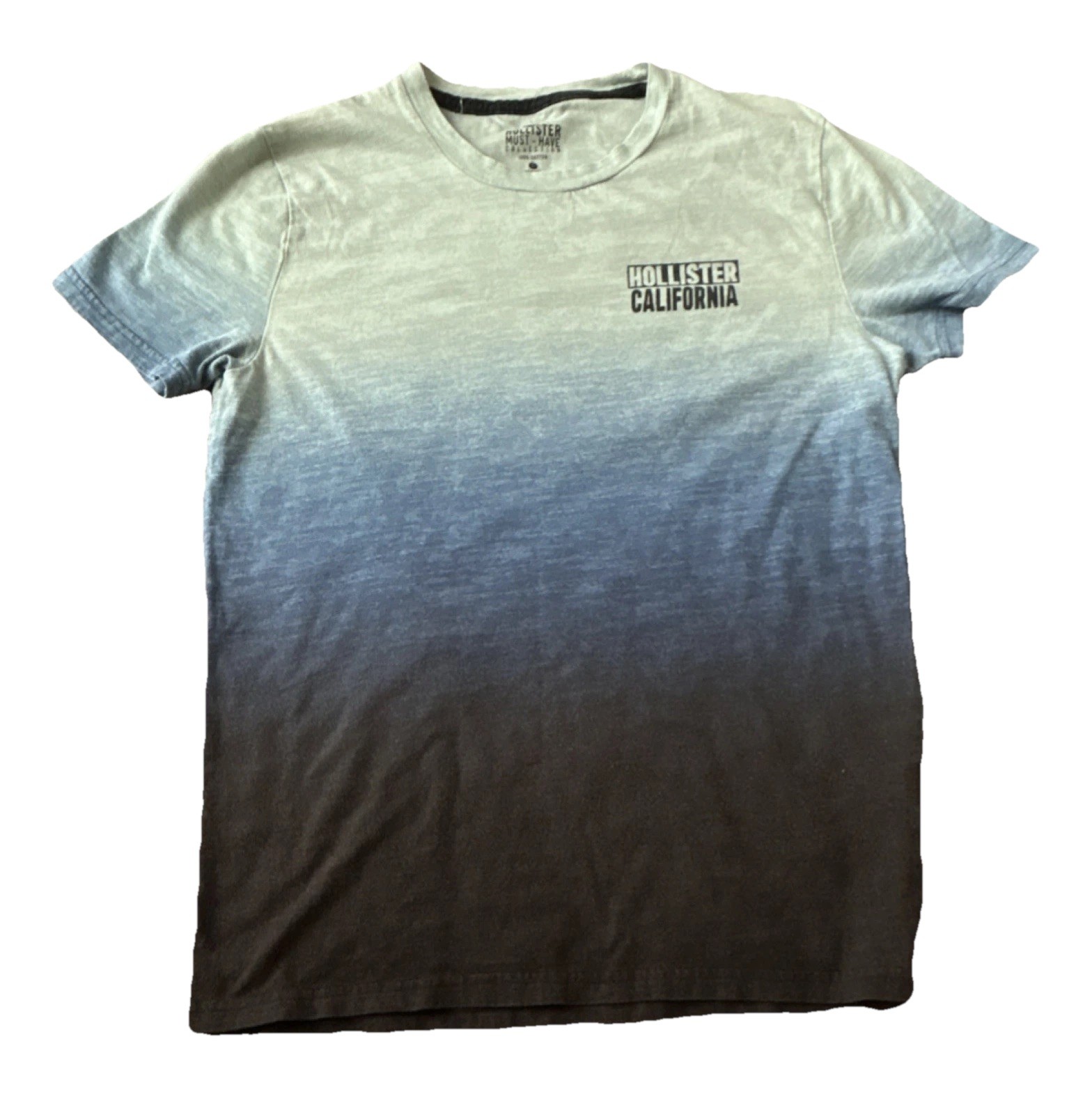 Hollister Men’s Blue/Gray/Black California Graphic Logo Crew Neck Tee S
