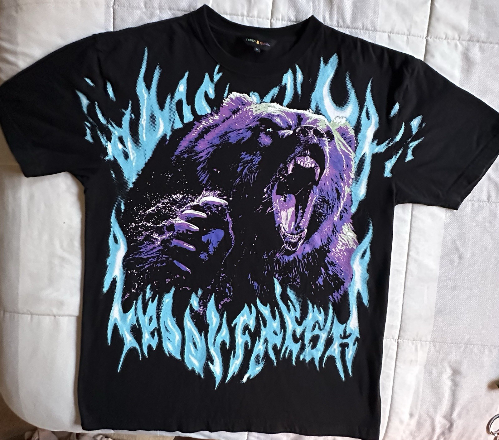 Teddy Fresh Bear Inferno Tee Grizzly Bear T-Shirt Mens Medium Oversized