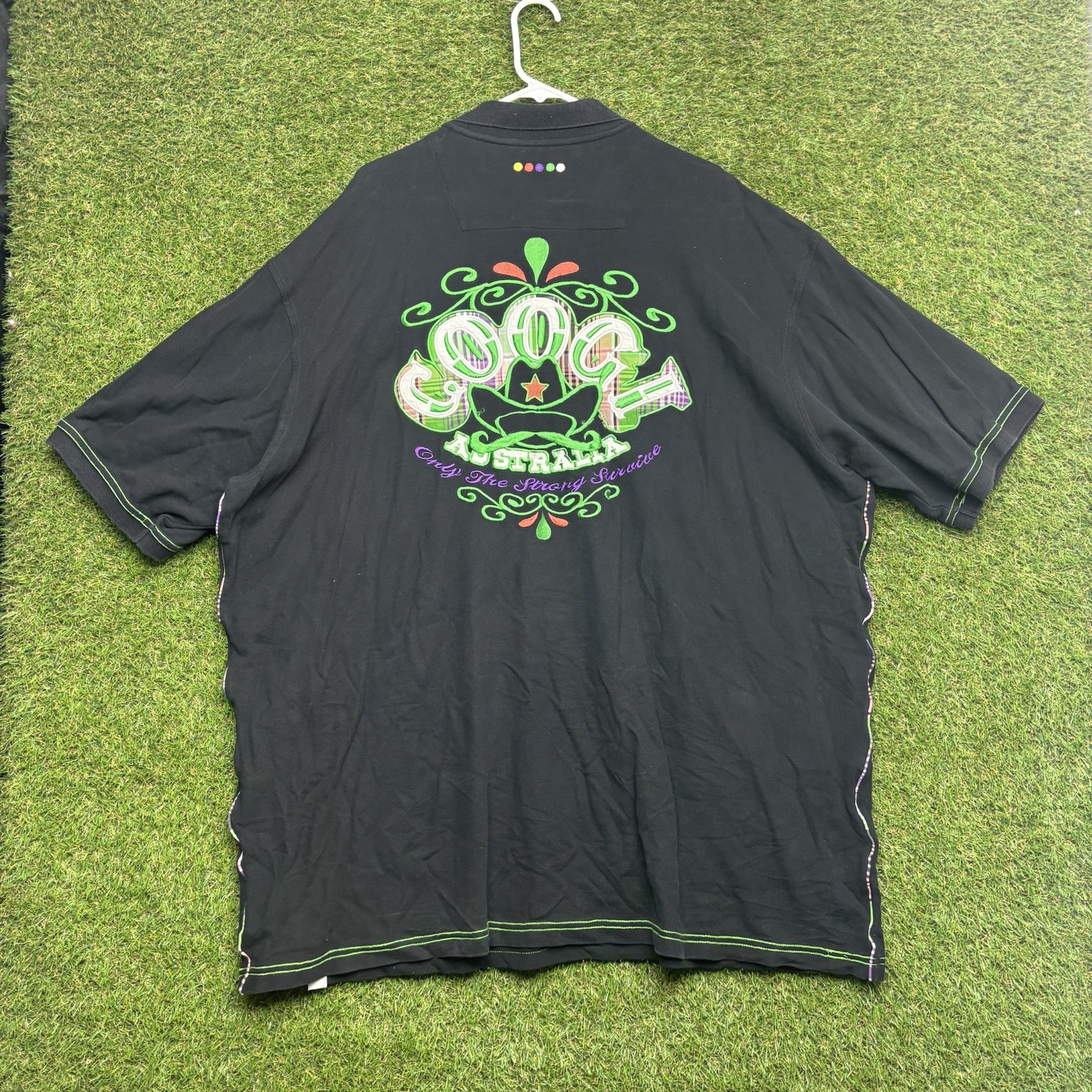 Vintage Coogi Polo Shirt Mens 4XL Black Embroidered Casual Preppy 2000s y2k