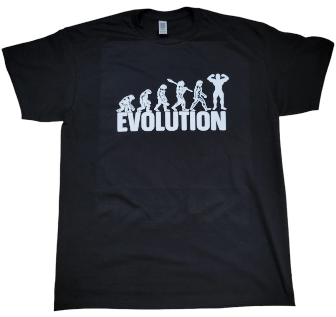 Evolution of Bodybuilding T-Shirt Black Funny Gym Workout Tee Mens Unisex