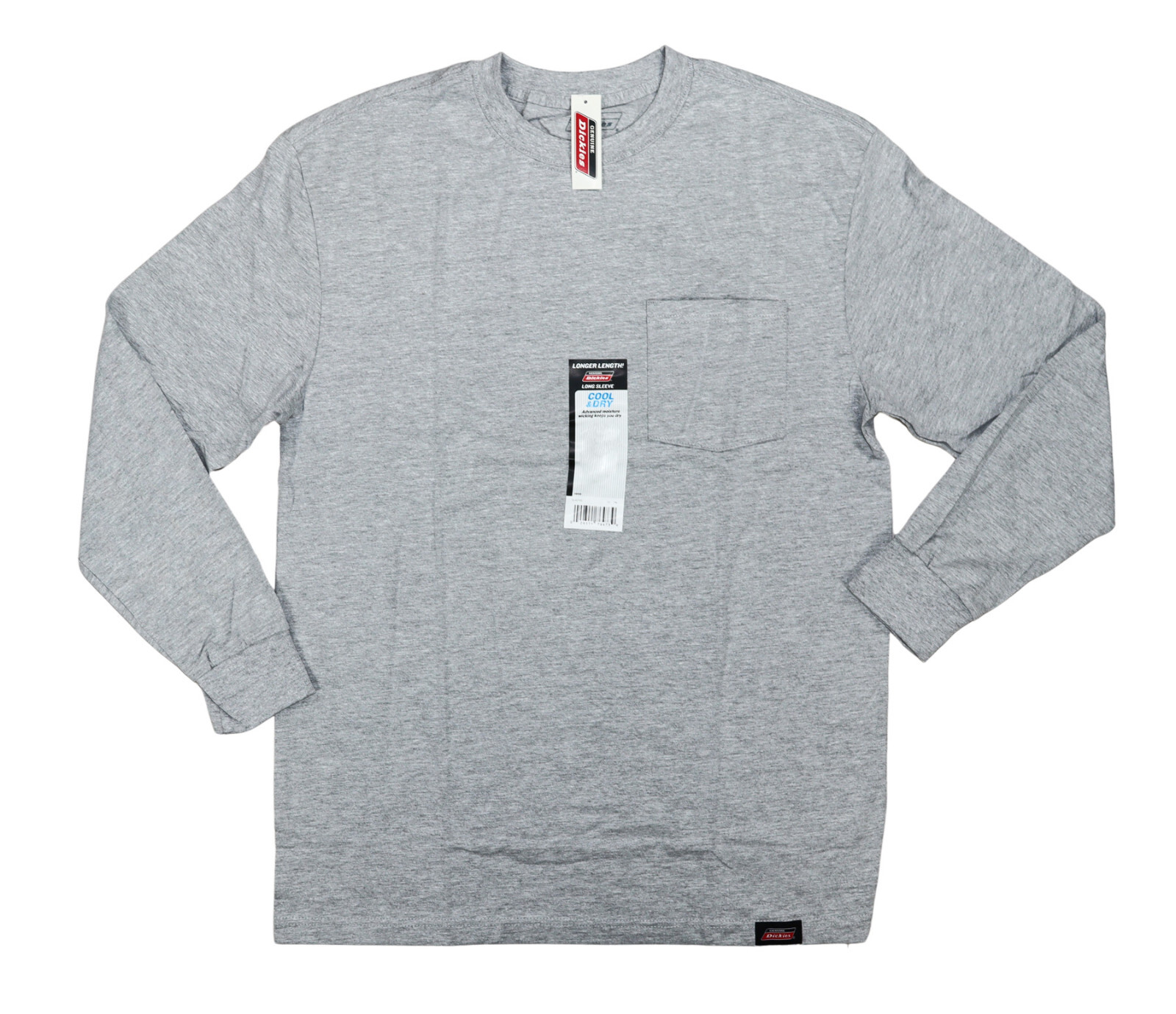 Dickies Longer Length Cool & Dry Long Sleeve Chest Pocket Men’s T-Shirt NWT