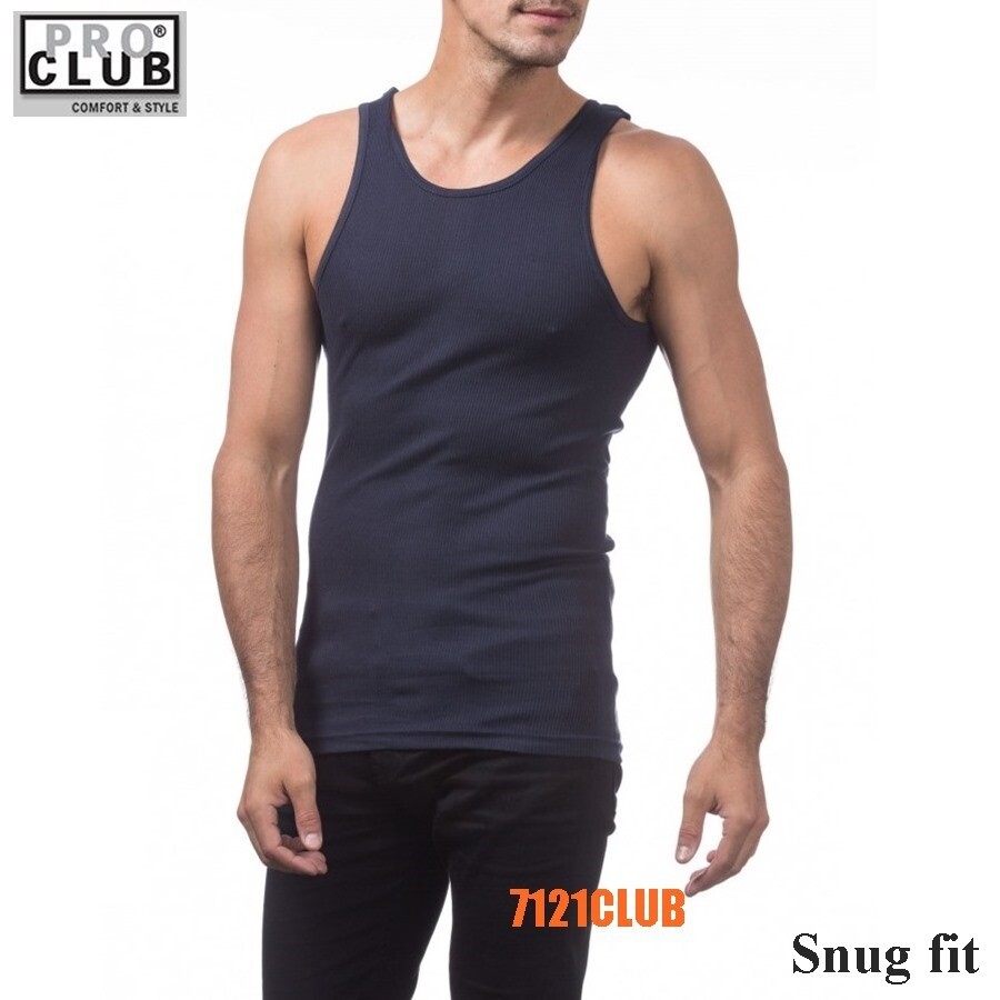 Lot 2 PRO CLUB A SHIRTS TANK TOP NAVY ProClub Men’s Wife Beater Undershirt S-7XL
