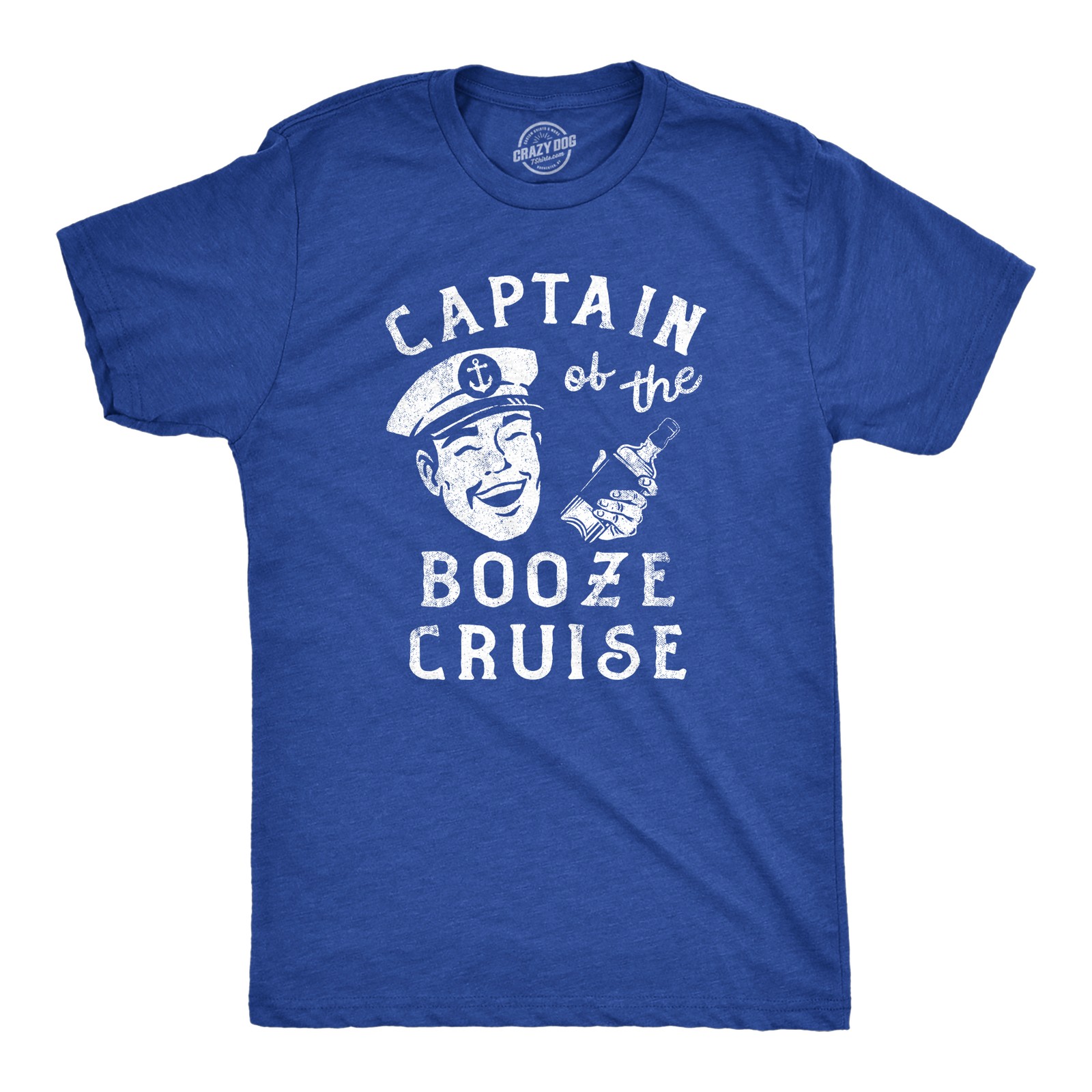 Mens Captain of The Booze Cruise T Shirt Funny Sailor Liquor Drinking Lovers Tee